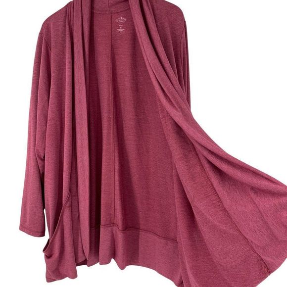 Womens Open Front Cardi Roomy Pockets St Johns Bay Size 3X Polyester Red - Picture 5 of 8